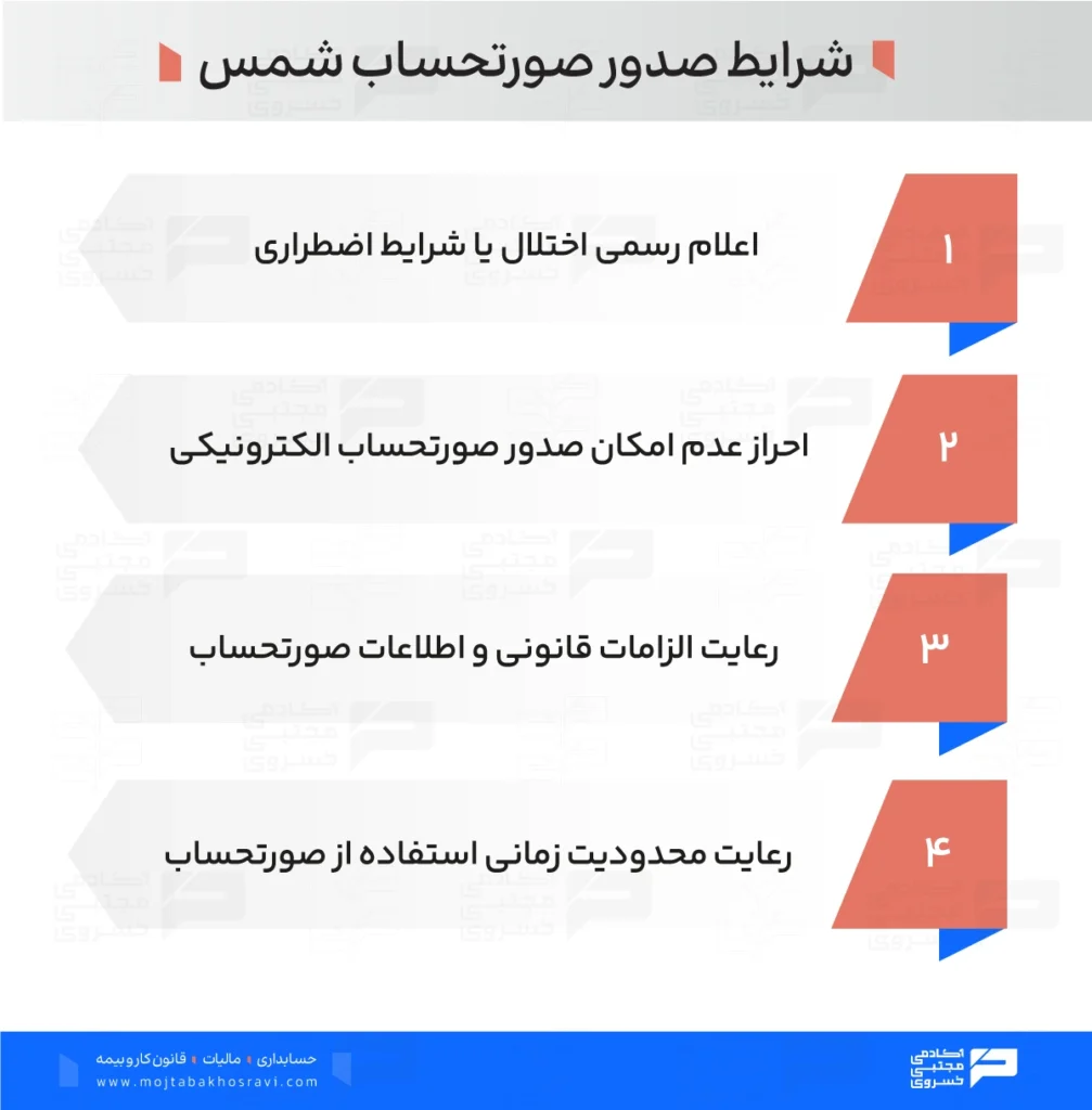 شرایط صدور صورتحساب شمس چیست؟