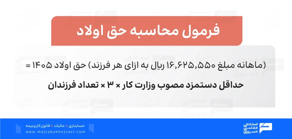 فرمول محاسبه حق اولاد