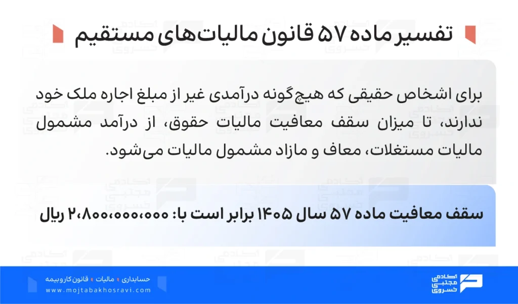 تفسیر ماده 57 قانون مالیات های مستقیم